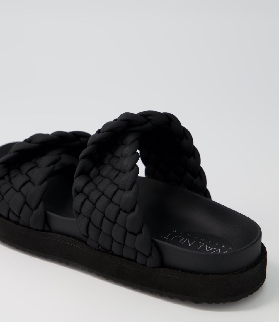 Mim Slide Black Leather Slides