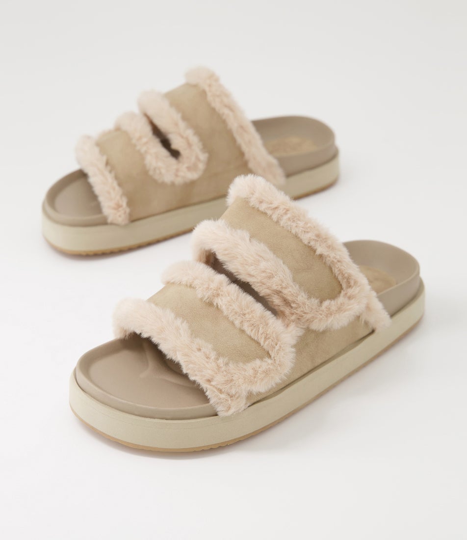 Max Slide Stone Nubuck Pu Slides