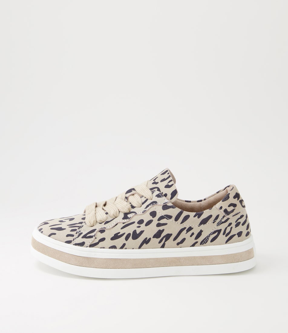 Sass Sneaker Almond Leopard Suede Sneakers