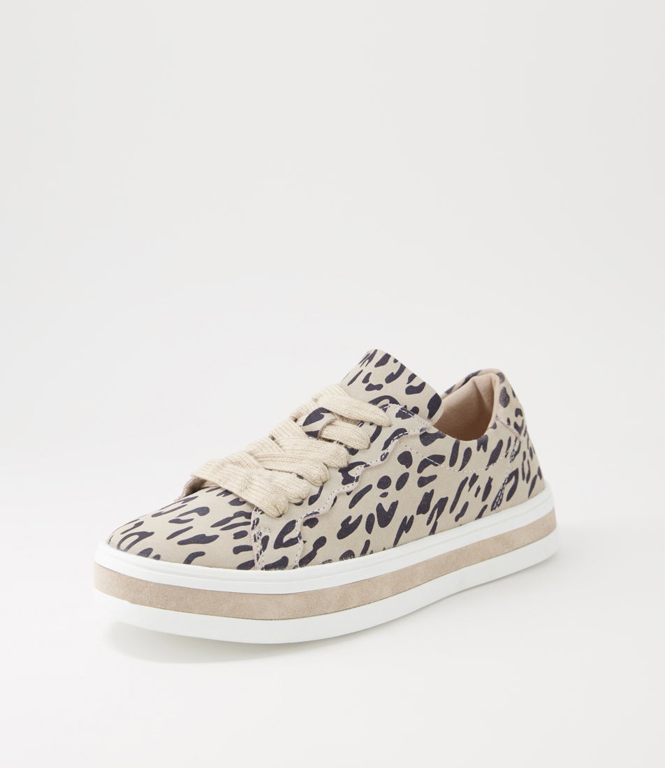 Sass Sneaker Almond Leopard Suede Sneakers
