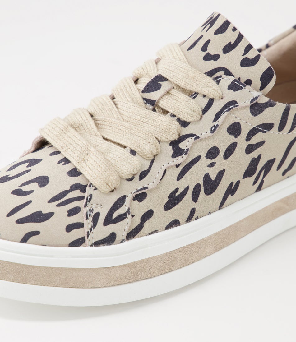 Sass Sneaker Almond Leopard Suede Sneakers