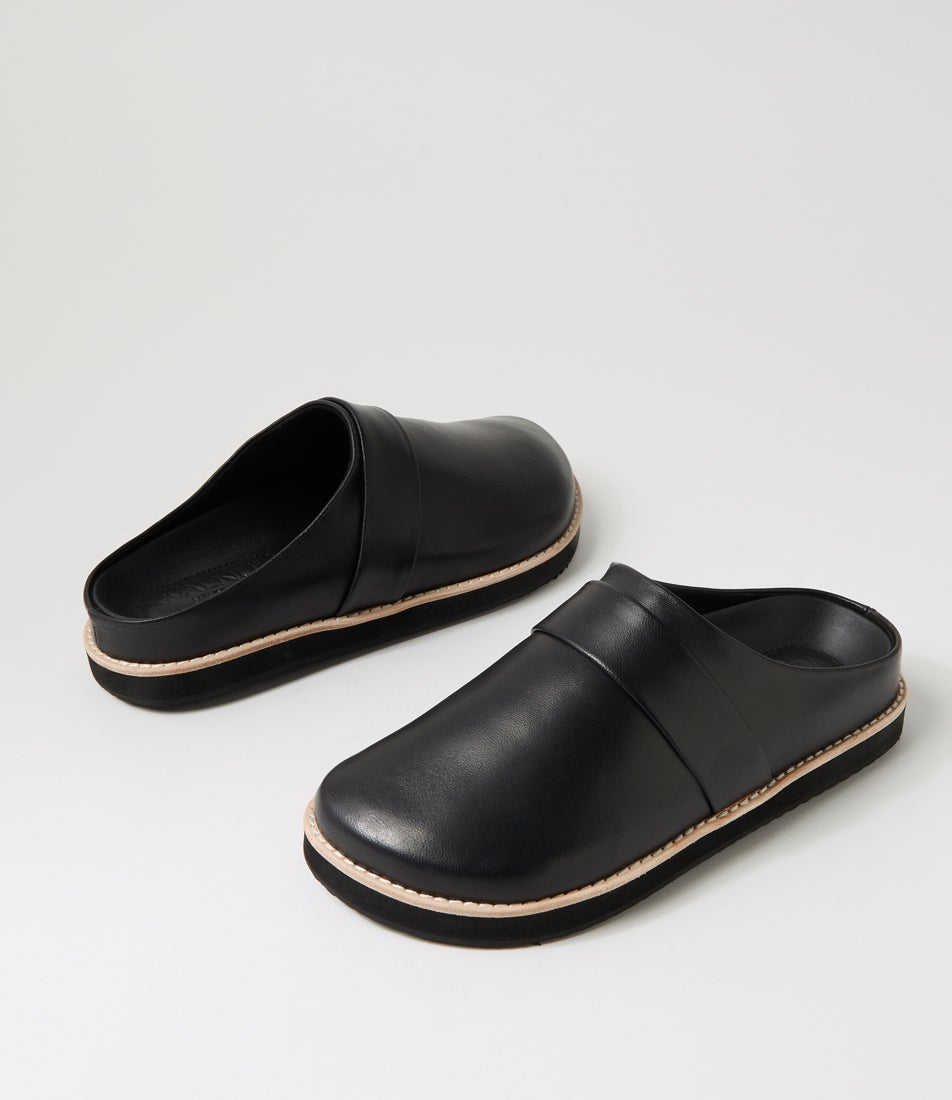 Palmer Leather Mule Black Leather Mules