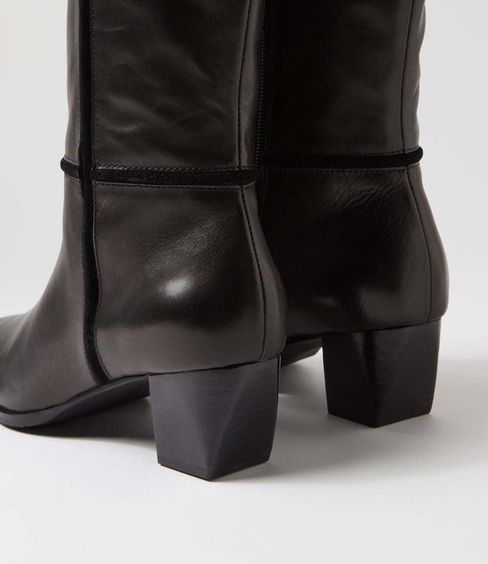 Ulla Black Leather Ankle Boots