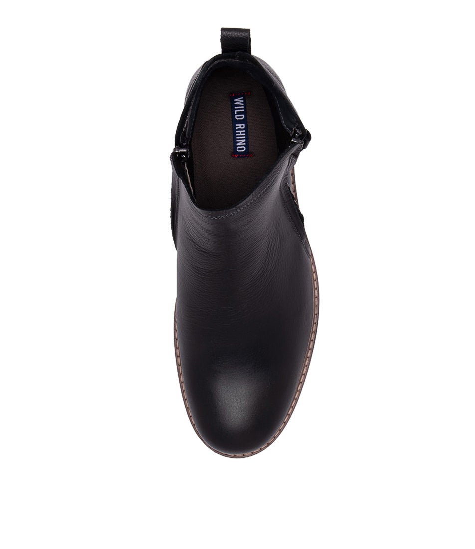 Hunter Nero Black Leather Ankle Boots