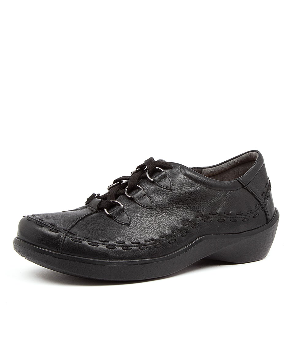Allsorts Xw Black Leather Lace Up Flats