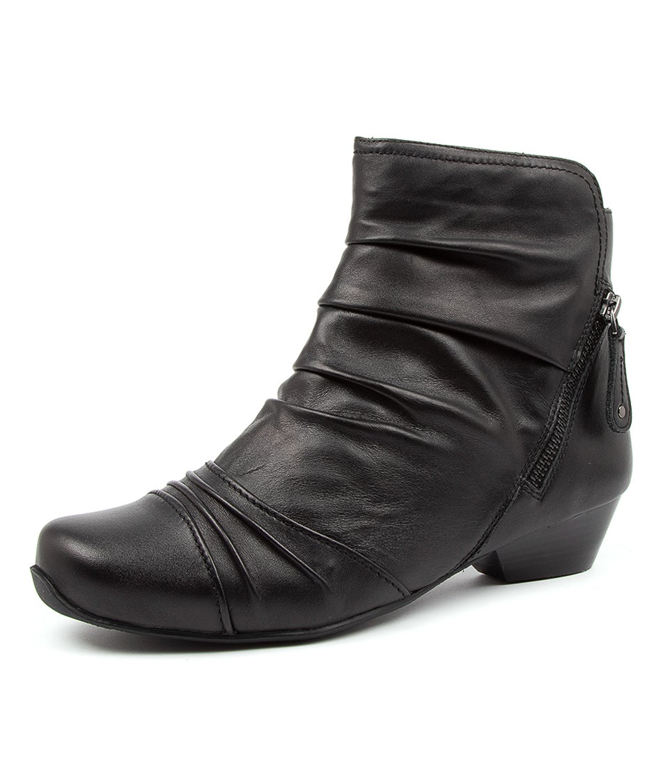 Camryn Xw Black Leather Ankle Boots