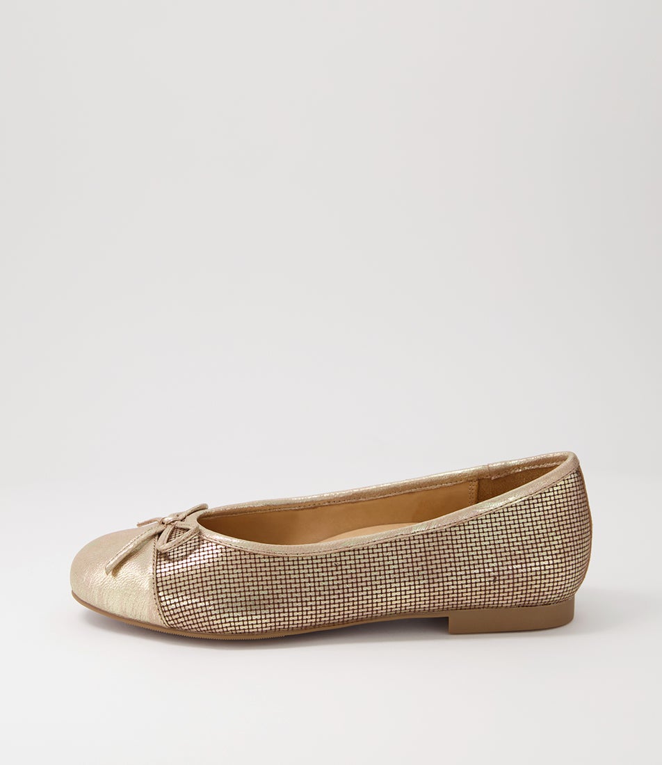 Chelsea Xf Gold Leather Cut Leather Ballet Flats