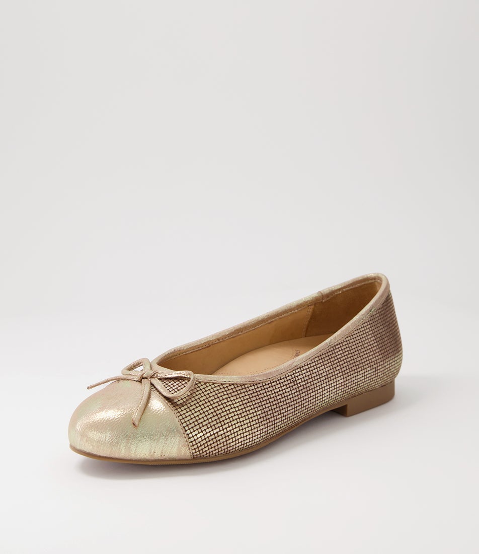 Chelsea Xf Gold Leather Cut Leather Ballet Flats