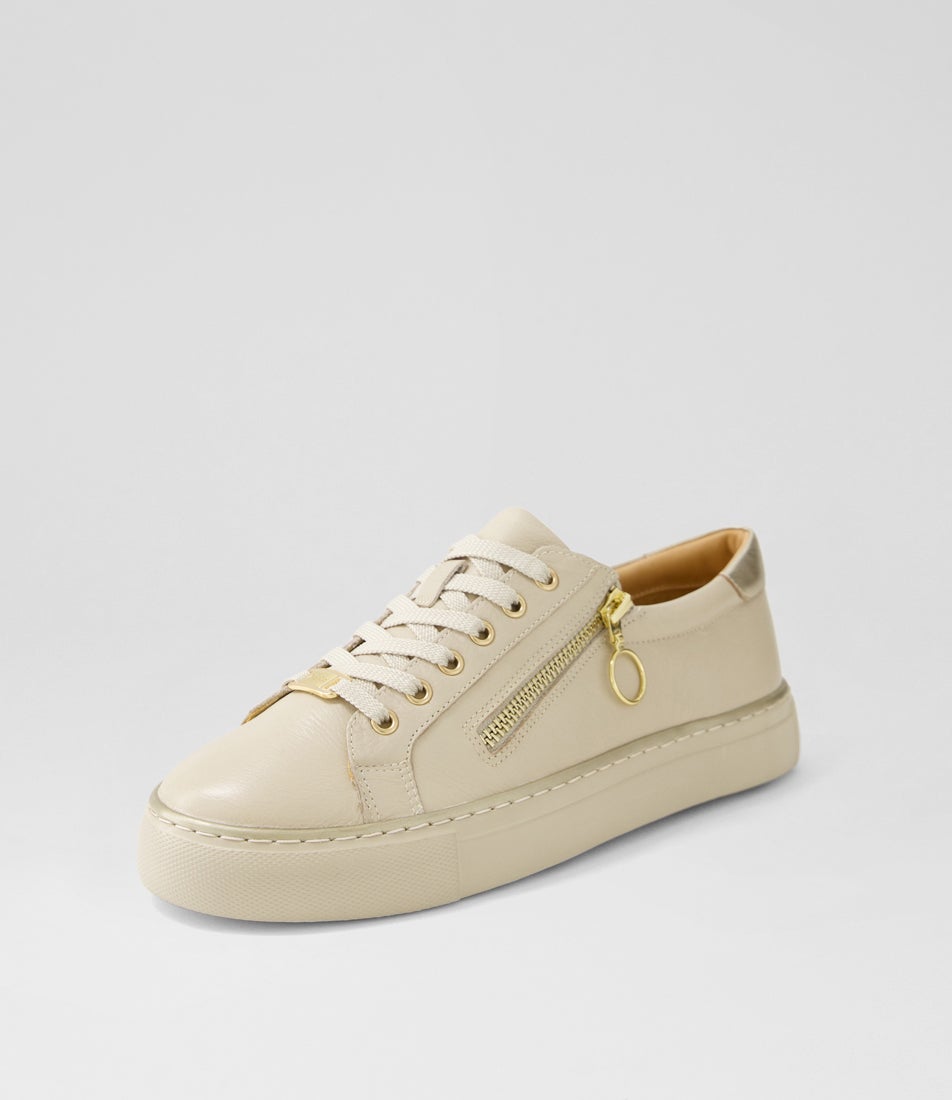 Pamela Xf Almond Pale Gold Leather Sneakers