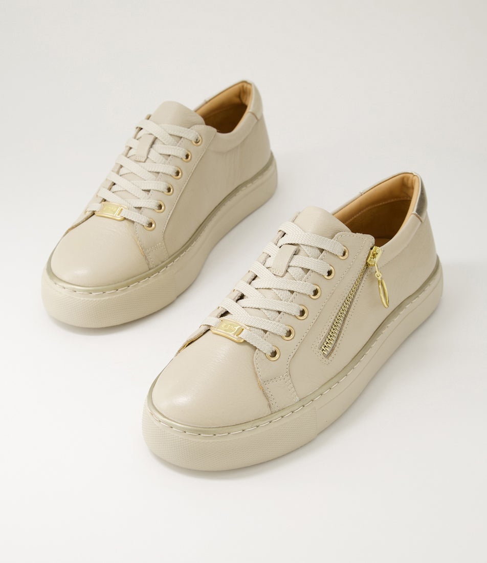 Pamela Xf Almond Pale Gold Leather Sneakers