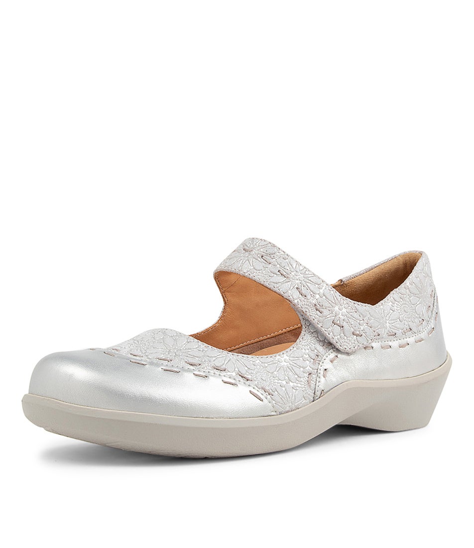 Gummibear Xw Silver Daisy Leather Flat Shoes