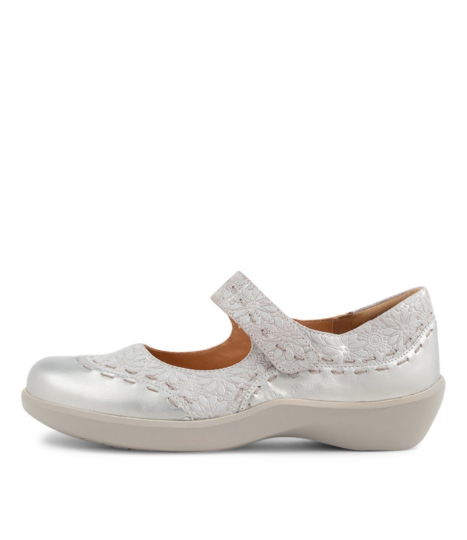 Gummibear Xw Silver Daisy Leather Flat Shoes