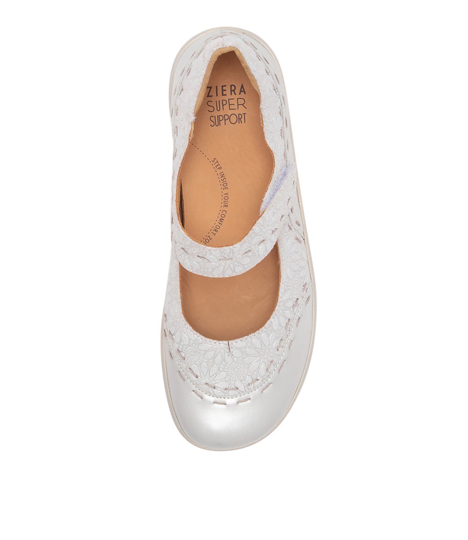 Gummibear Xw Silver Daisy Leather Flat Shoes