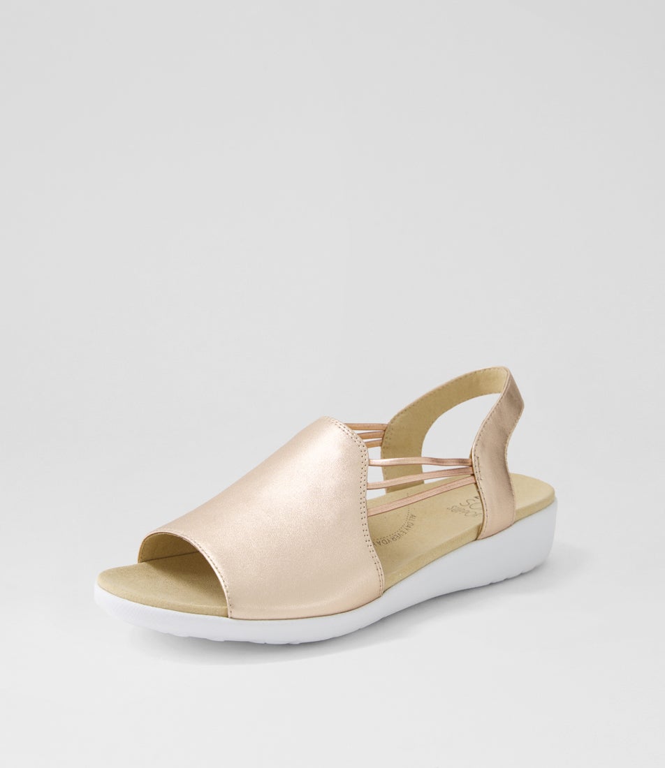 Udhays W Pale Rose Gold Leather Elastic Sandals