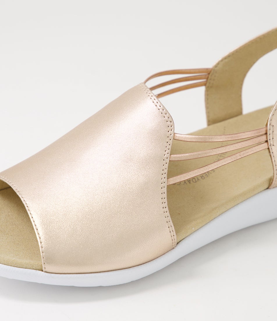 Udhays W Pale Rose Gold Leather Elastic Sandals