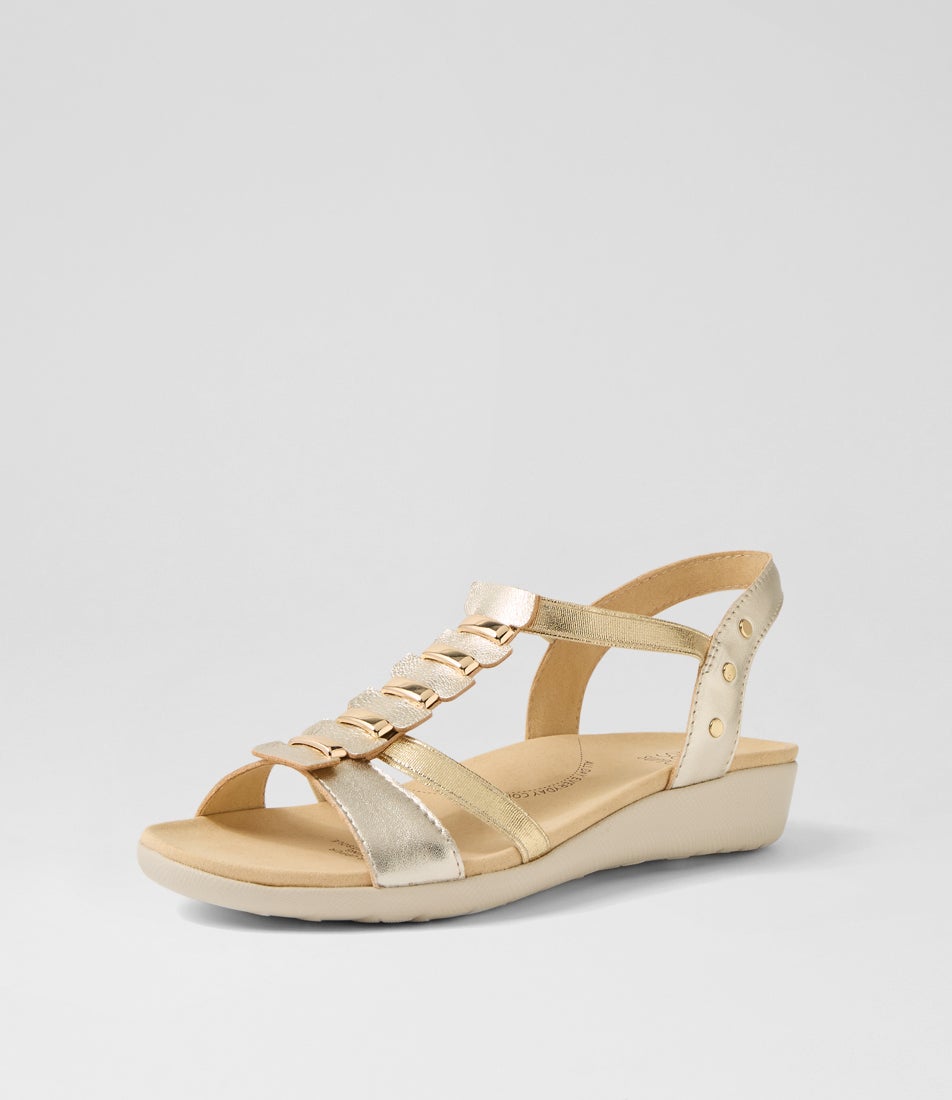 Ulover W Pale Gold Leather Elastic Sandals