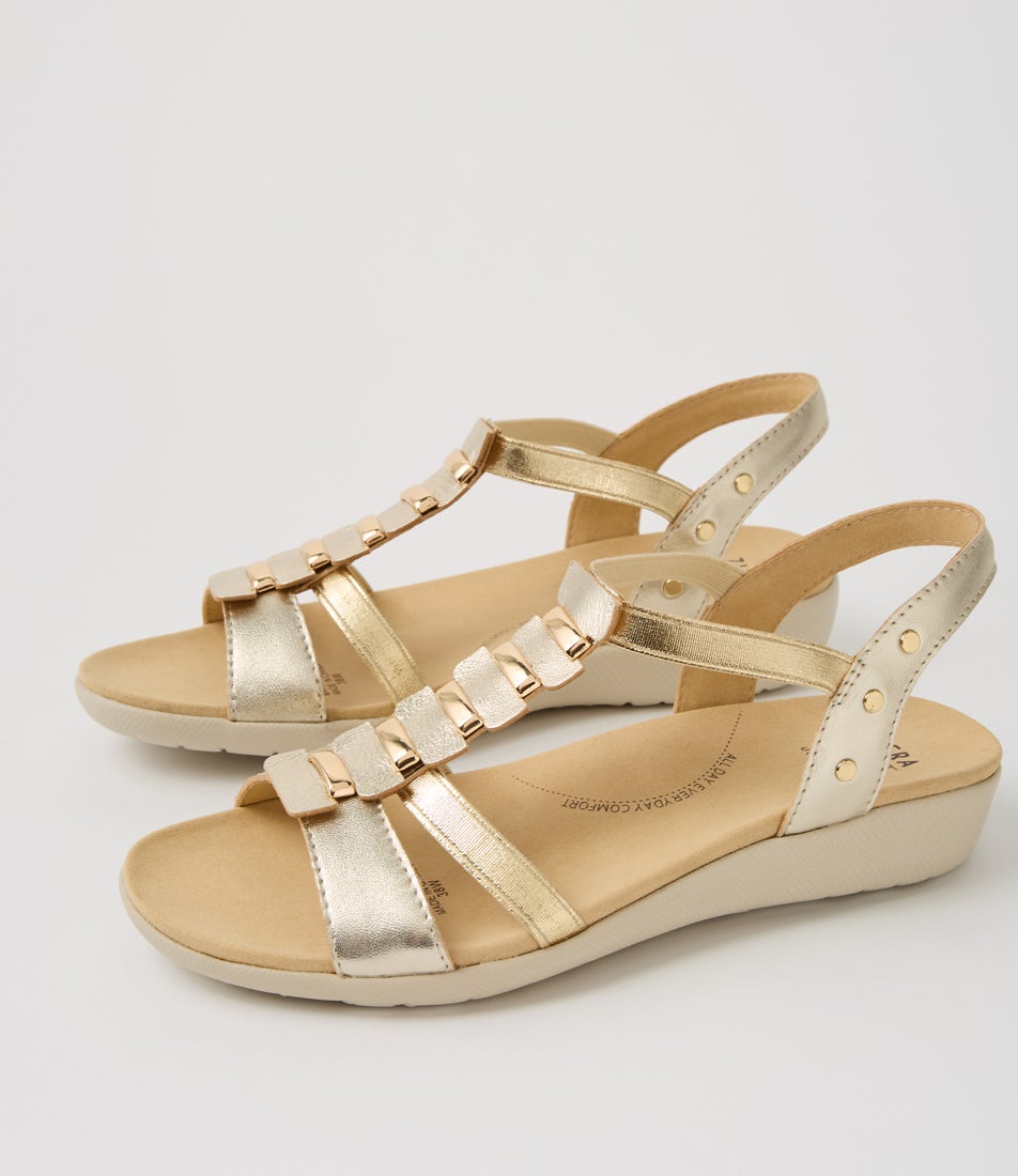 Ulover W Pale Gold Leather Elastic Sandals