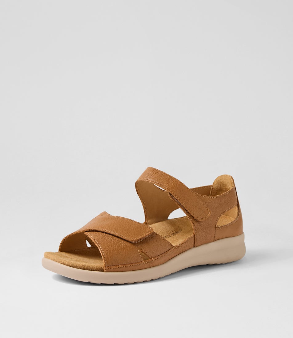 Bronn Xw Dark Tan Almond Leather Sandals