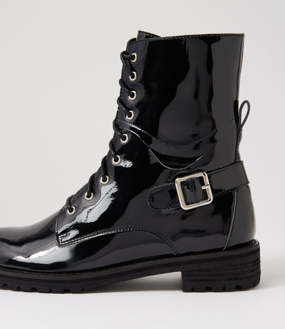 Miyoko W Black Patent Leather Ankle Boots