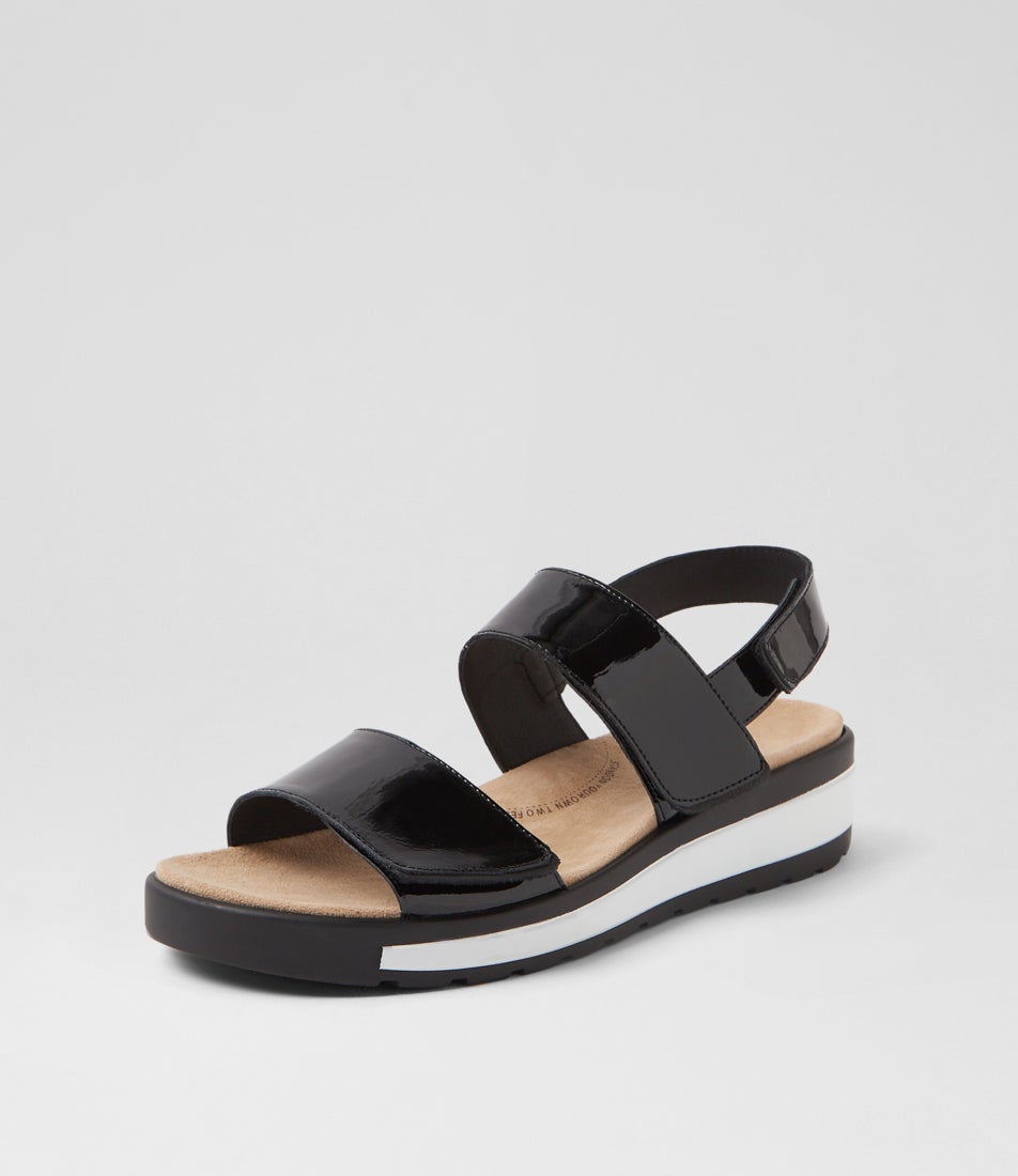 Garlin W Black Patent Leather Sandals