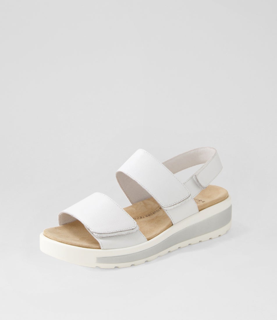 Garlin W White Silver Leather Sandals