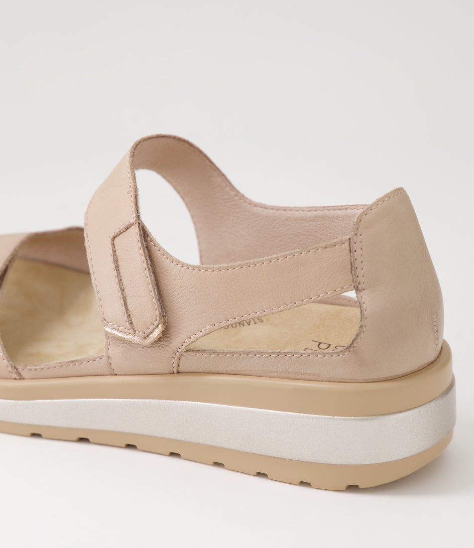 Gedd W Cafe Pale Rose Gold Leather Sandals