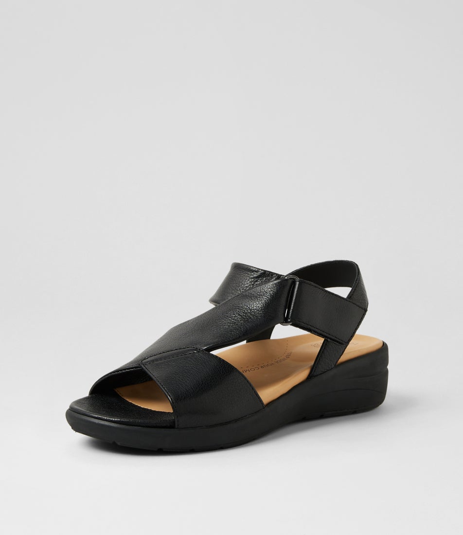 Nazly2 Xw Black Leather Sandals