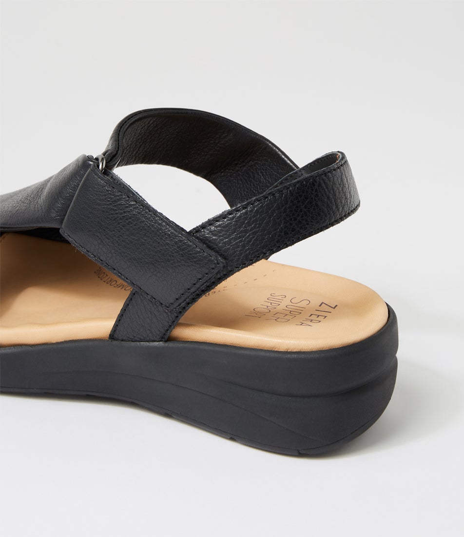 Nazly2 Xw Black Leather Sandals