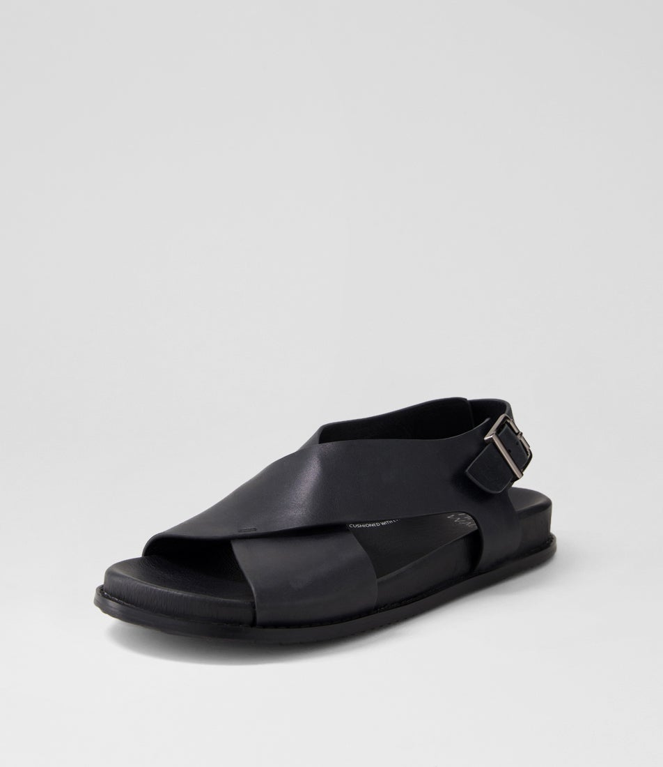 Hanako W Black Leather Sandals