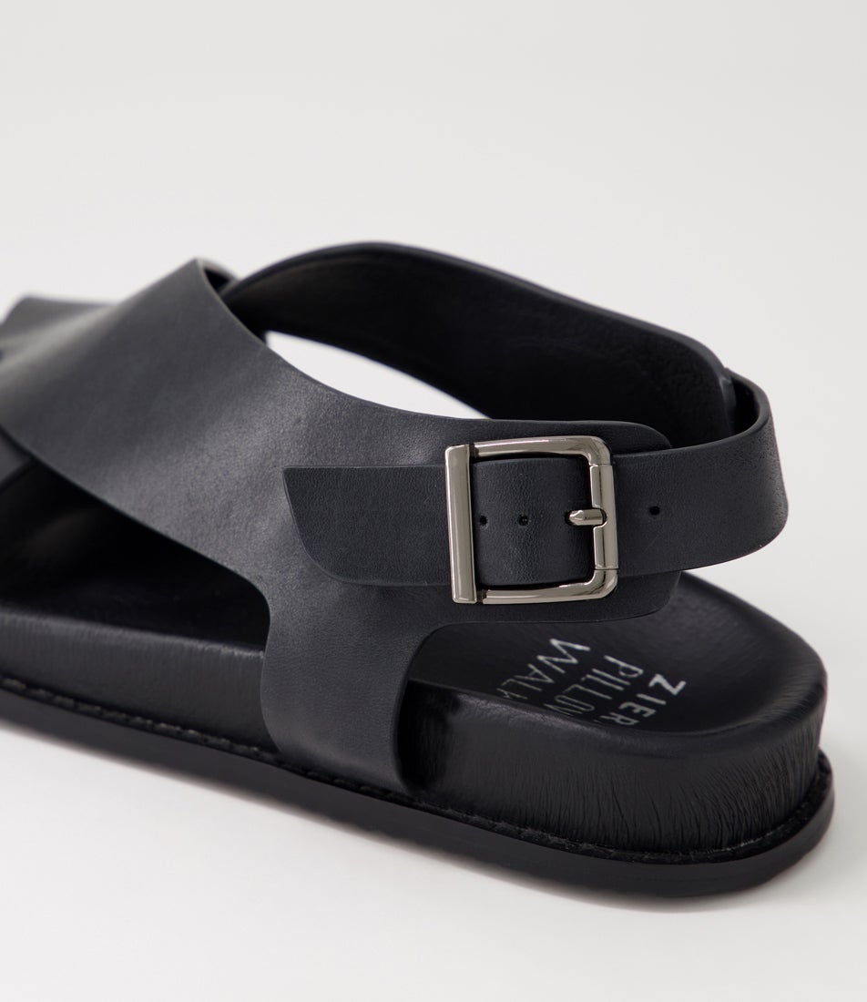 Hanako W Black Leather Sandals