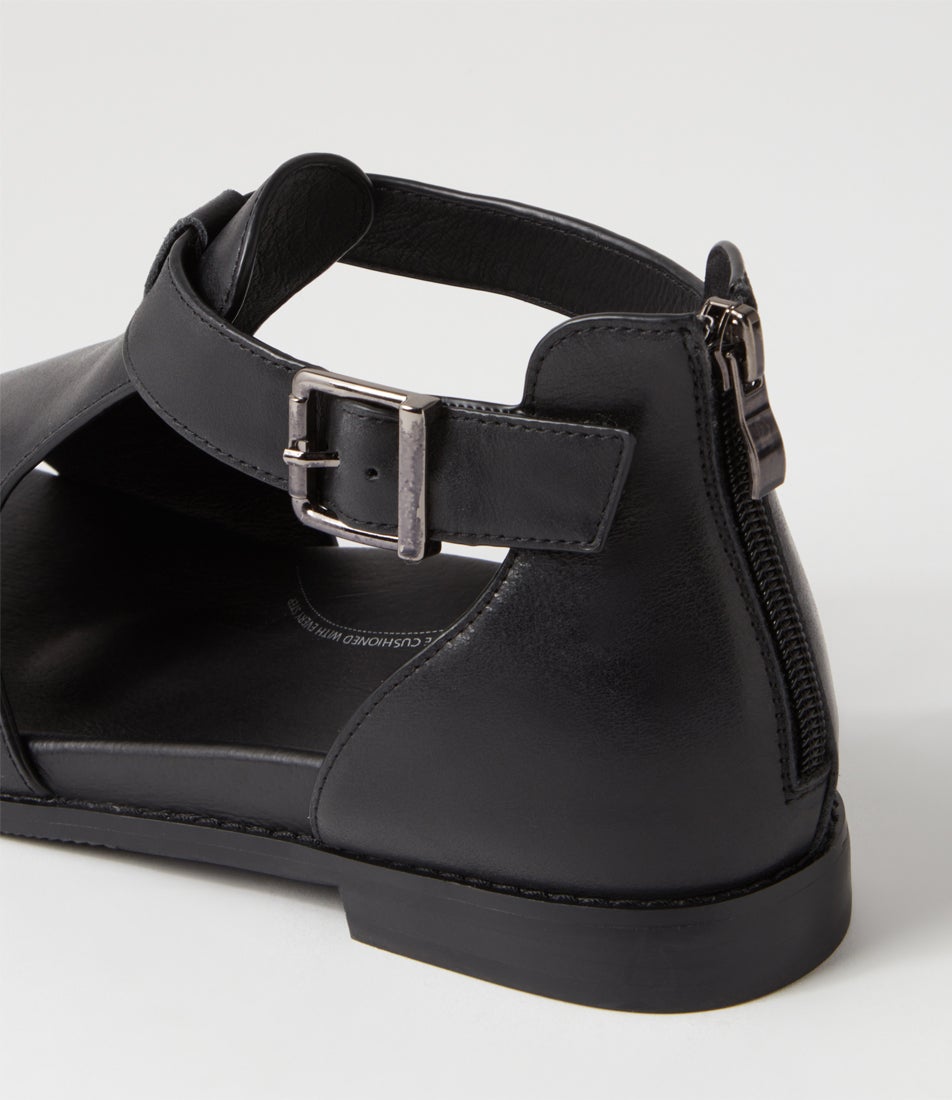 Jeskie W Black Leather Sandals