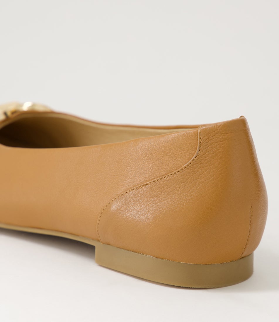 Chiana Xf Dark Tan Leather Ballet Flats