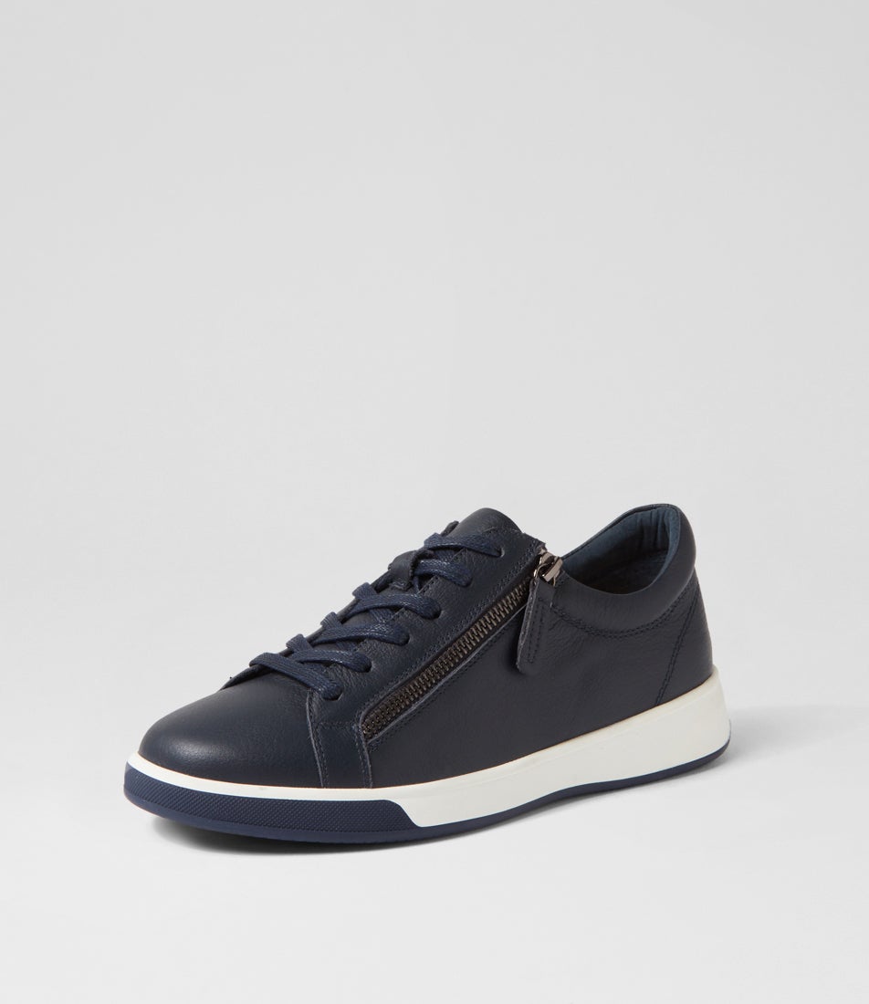 Aito Xf Navy Leather Sneakers