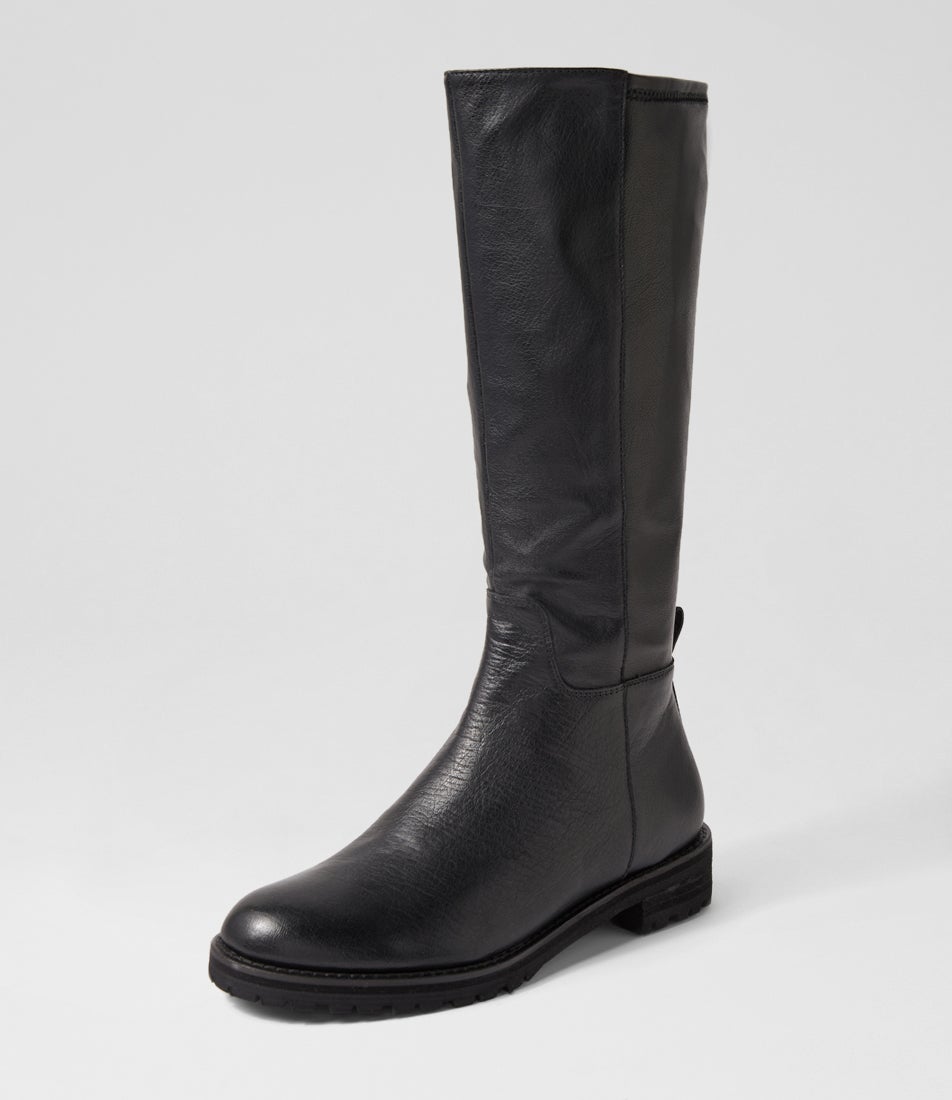 Marthe W-Zr-Black-Black Heel-Leather-Stretch Smooth