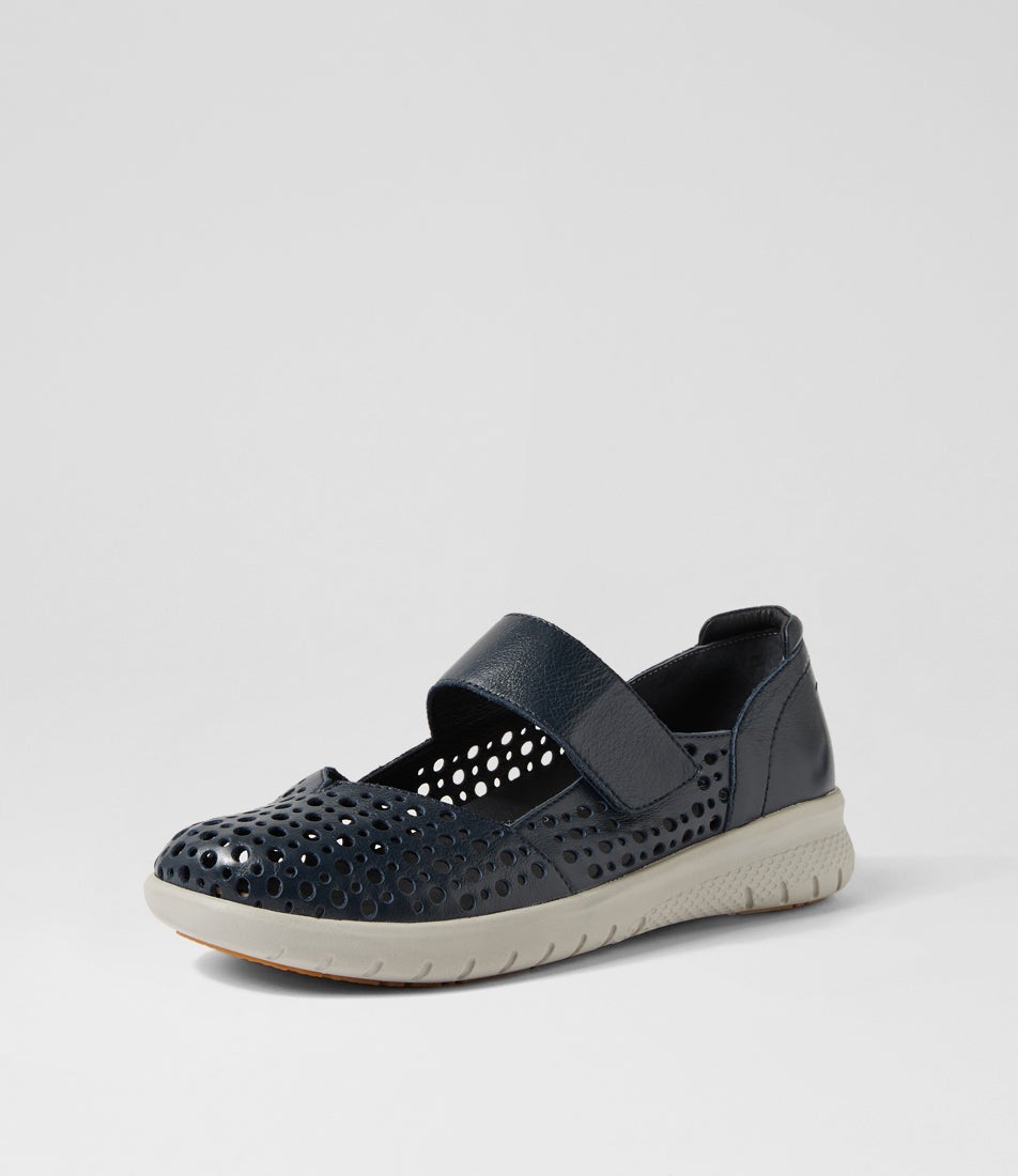 Sindis Xf Navy Leather Flat Shoes