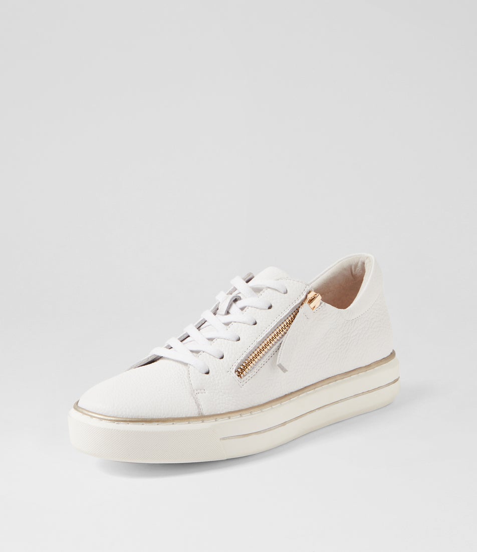 Kerk W White Tumble Leather Sneakers