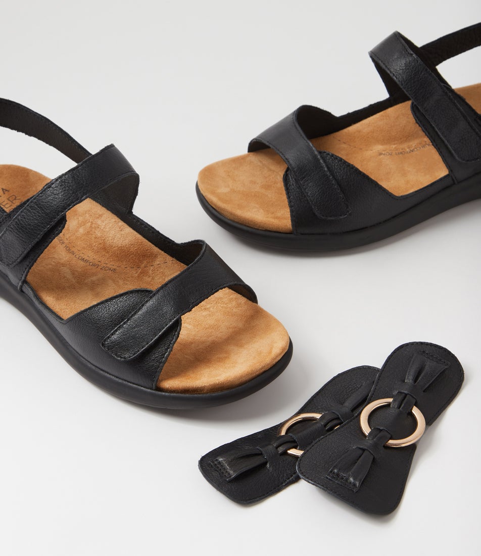 Brisa Xw Black Leather Sandals